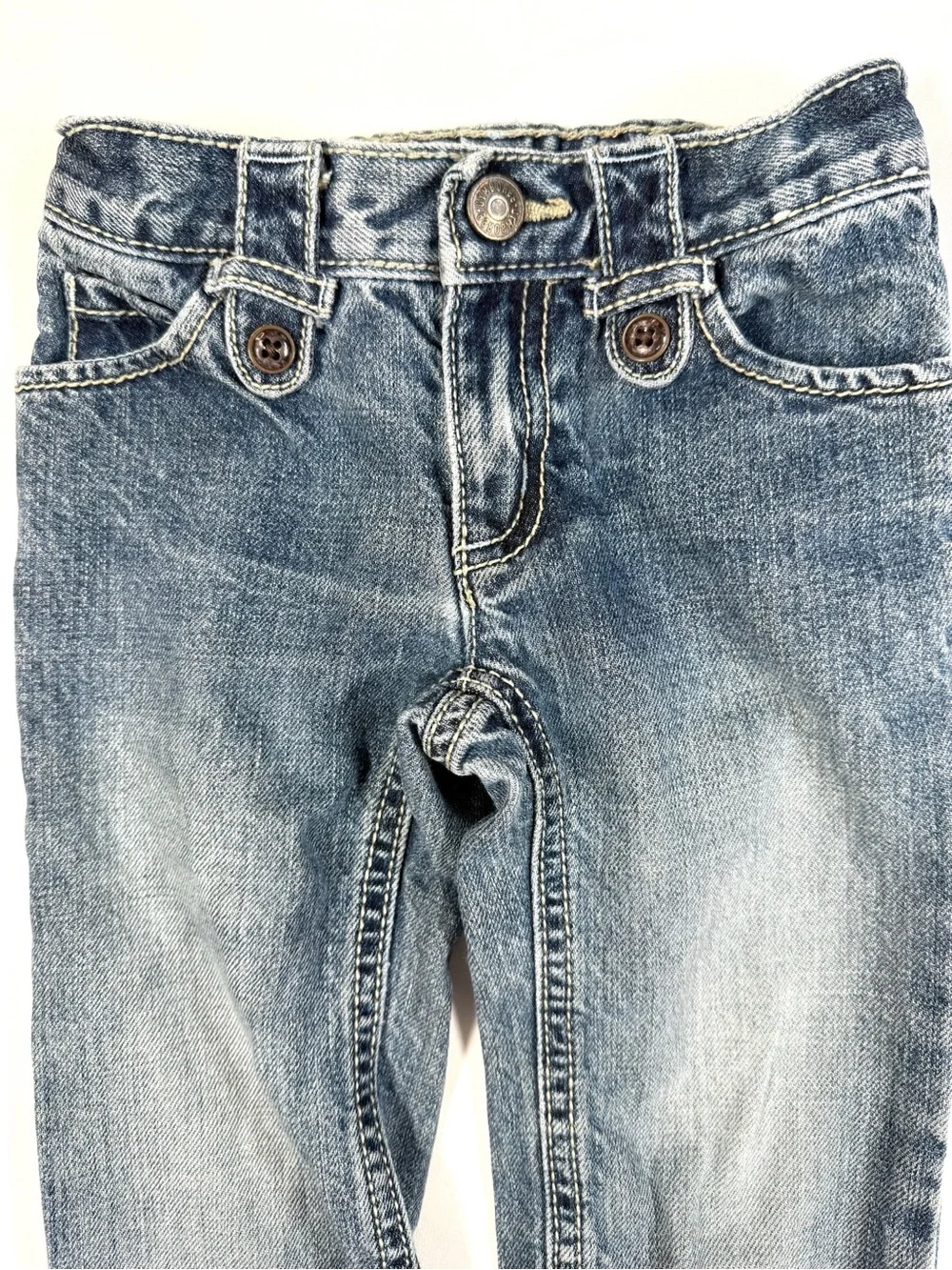GYMBOREE Vintage Toddler Girl Denim Bow Applique Roll Cuff Y2K-Inspired Jeans 2T
